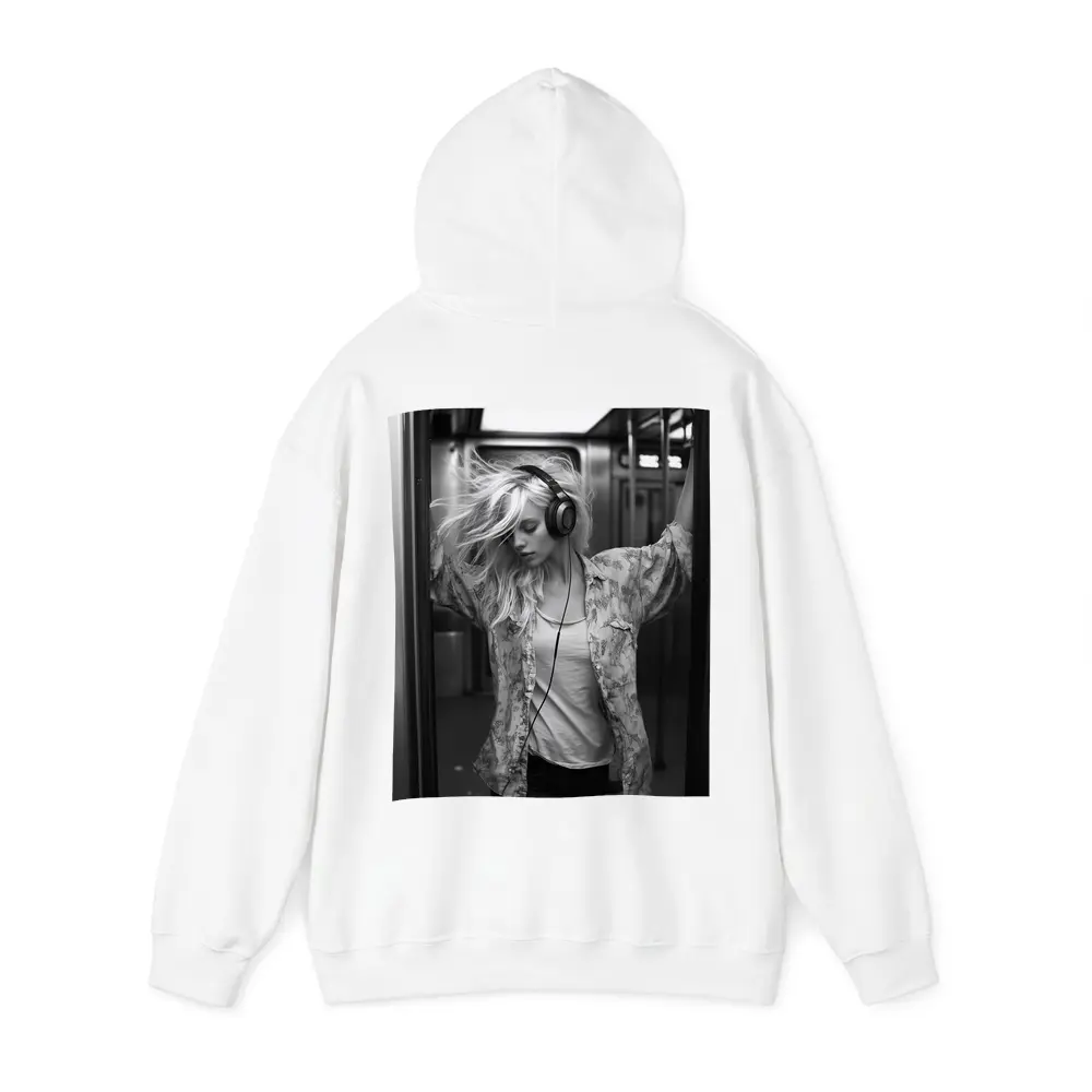 Blonde Woman Headphones Dancing Subway Train – Hoodies