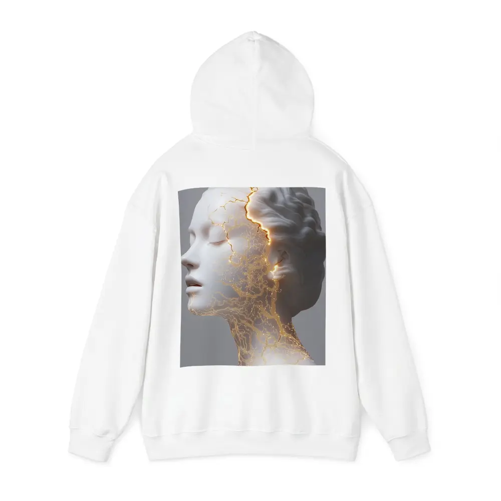 White Marble Bust Golden Cracked Light – Hoodies