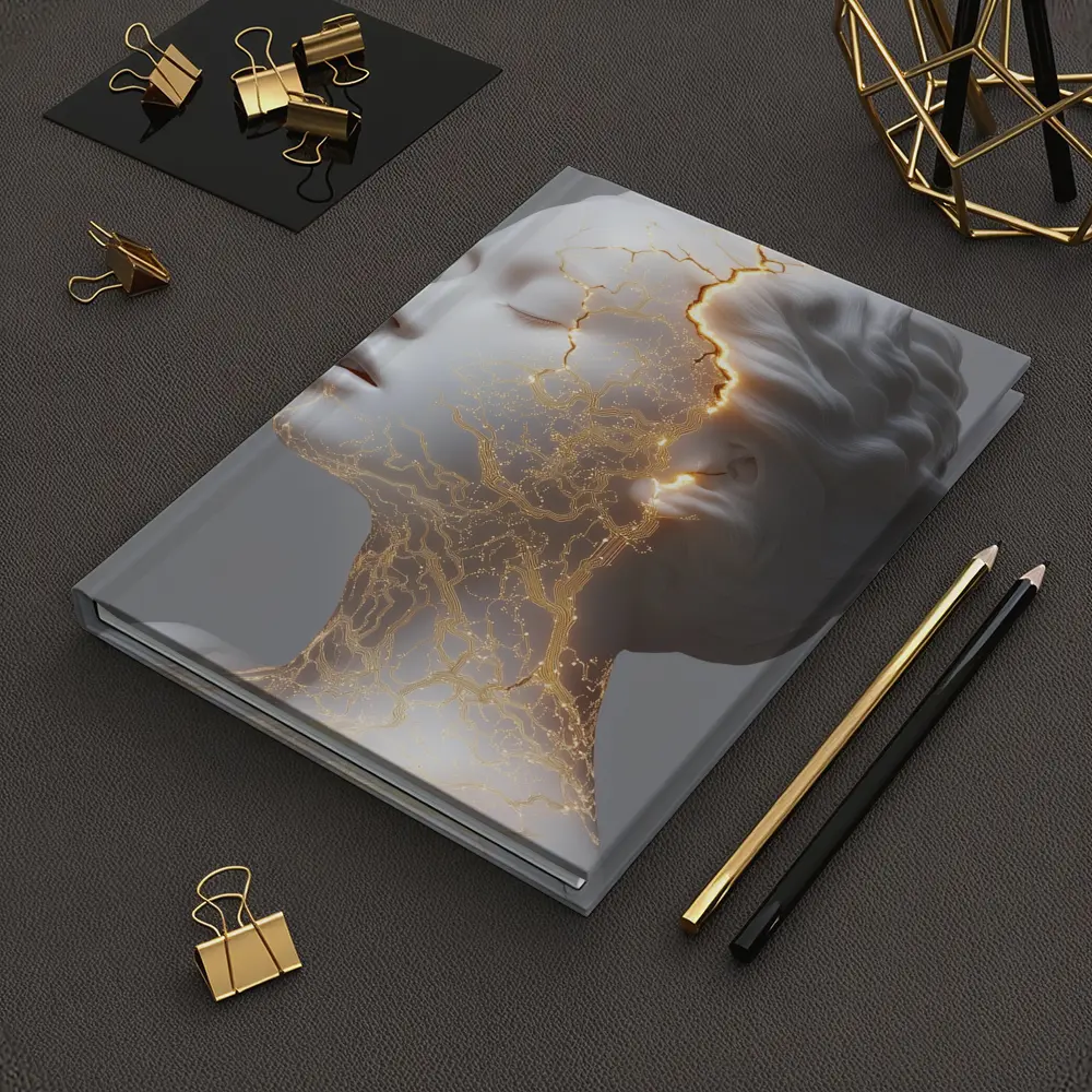 White Marble Bust Golden Cracked Light – Notebooks