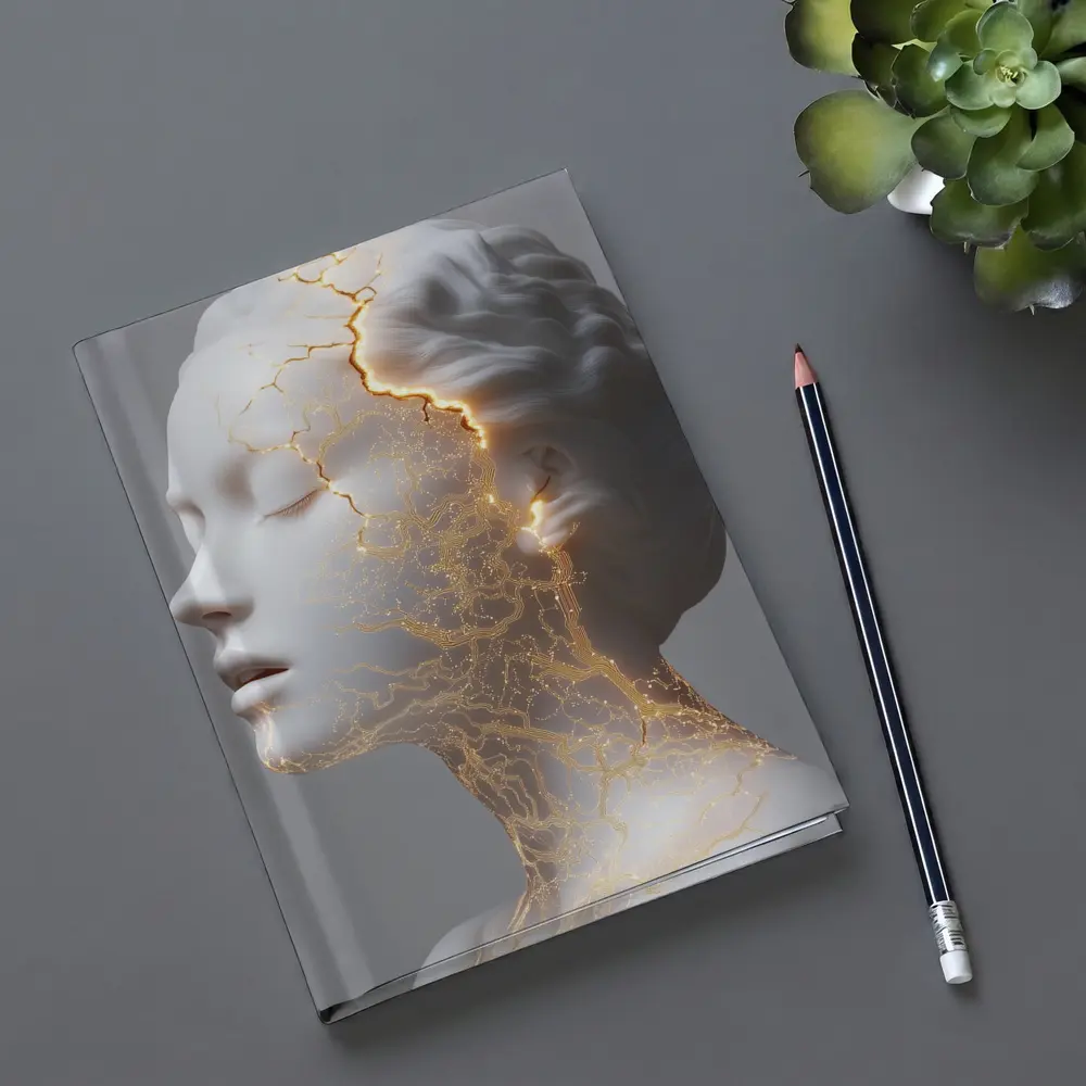 White Marble Bust Golden Cracked Light – Notebooks
