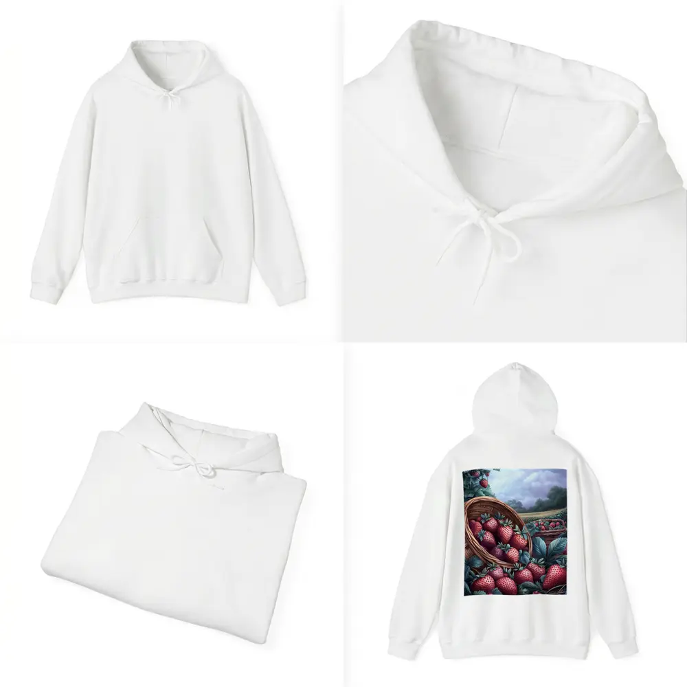 Strawberry Harvest Basket Farm Field Art – Hoodies