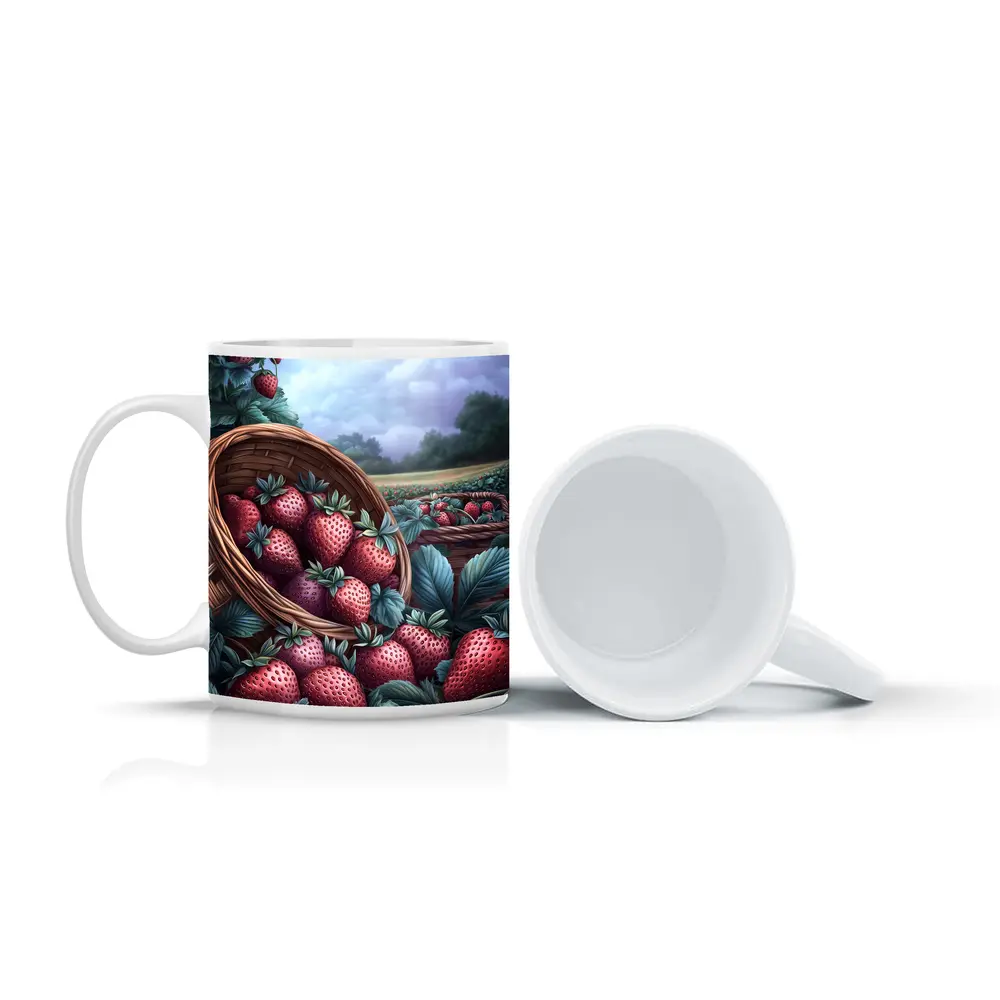Strawberry Harvest Basket Farm Field Art – Mugs