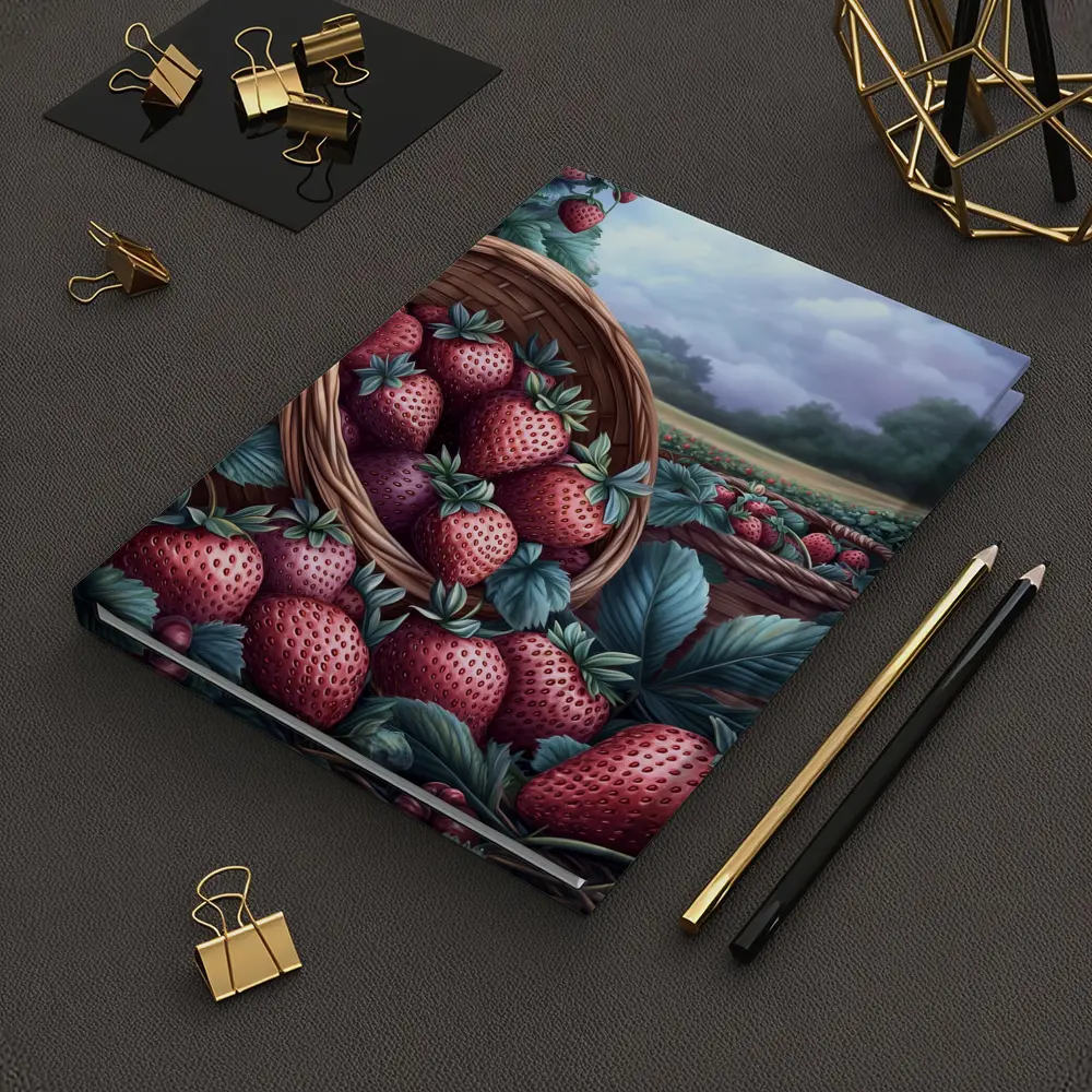 Strawberry Harvest Basket Farm Field Art – Notebooks