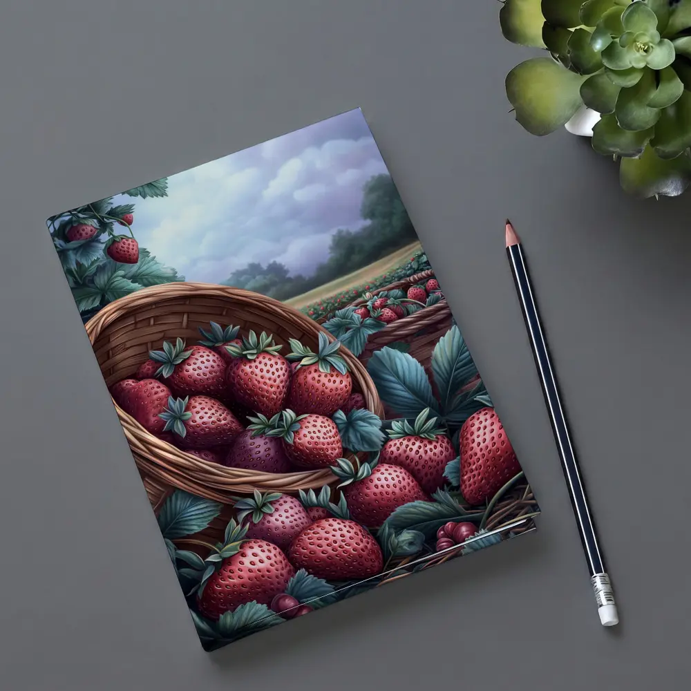 Strawberry Harvest Basket Farm Field Art – Notebooks