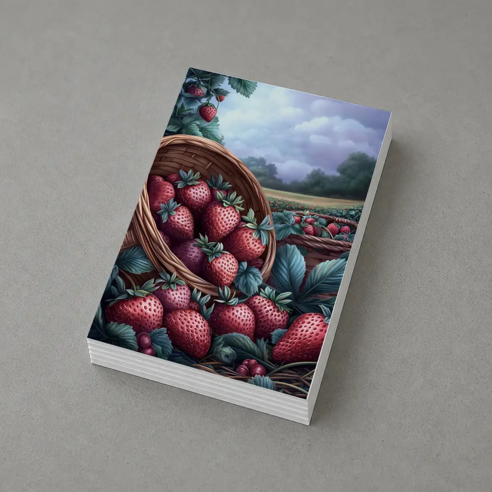 Strawberry Harvest Basket Farm Field Art – Postcards