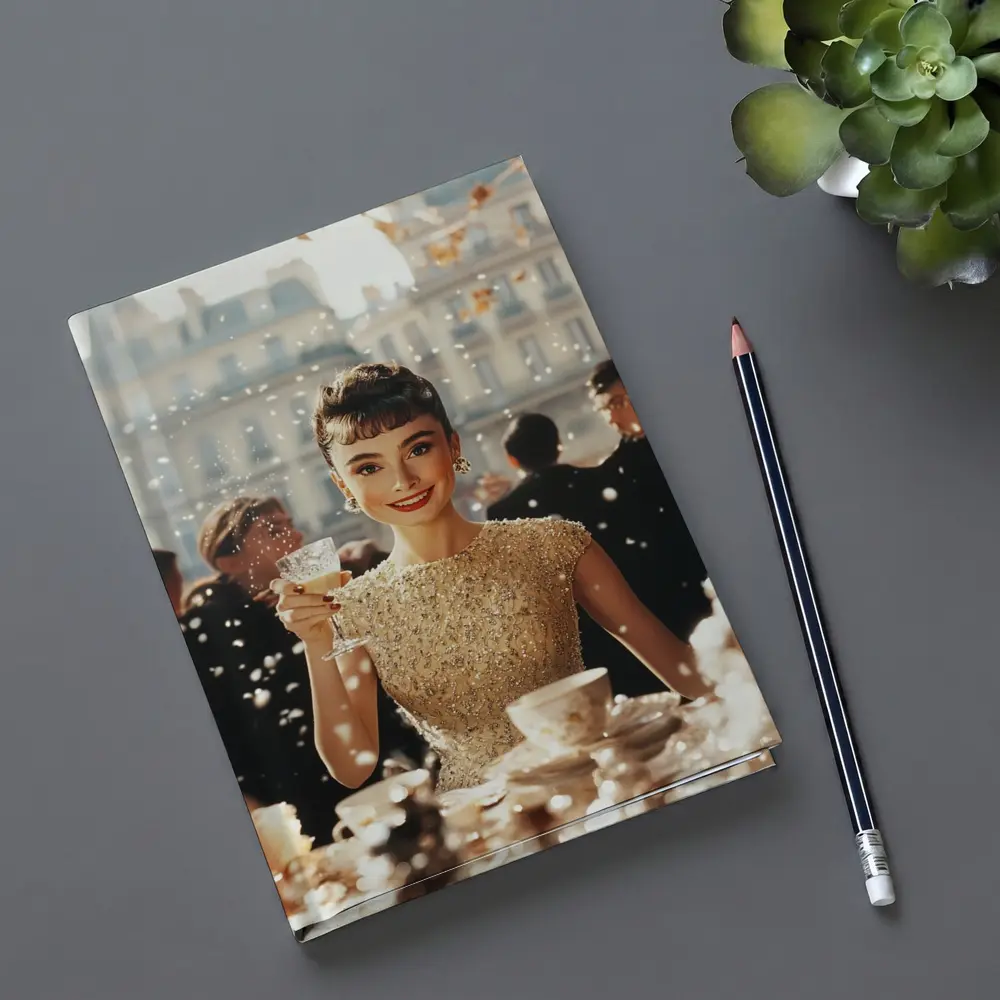 Elegant Woman Champagne Toast Paris Street – Notebooks