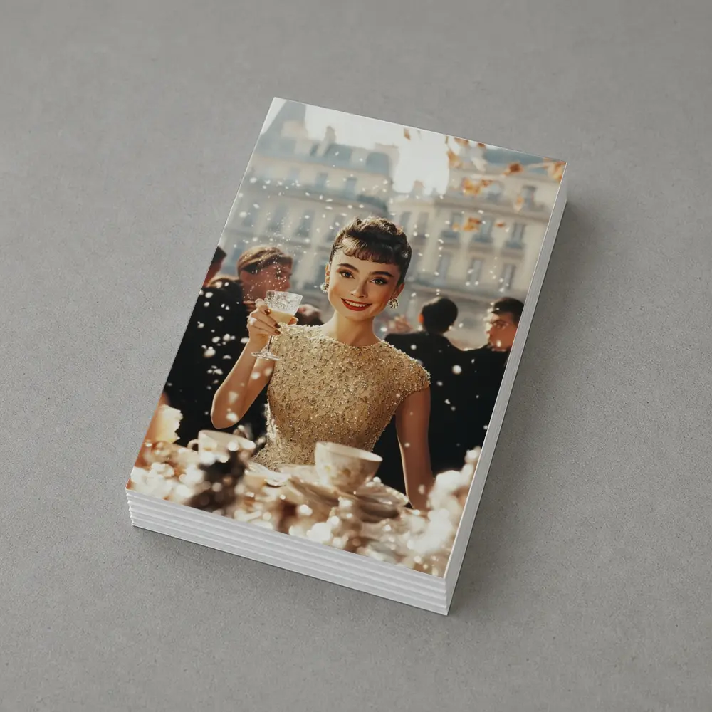 Elegant Woman Champagne Toast Paris Street – Postcards