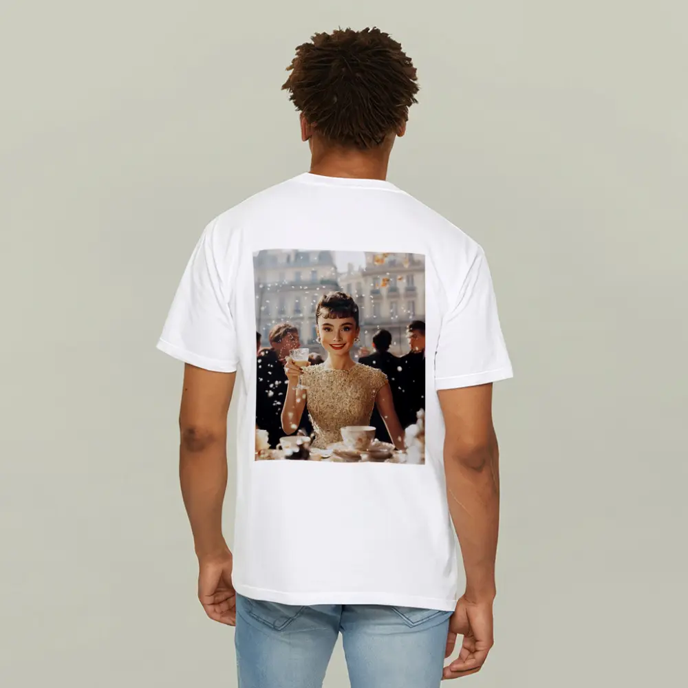 Elegant Woman Champagne Toast Paris Street – T-Shirts
