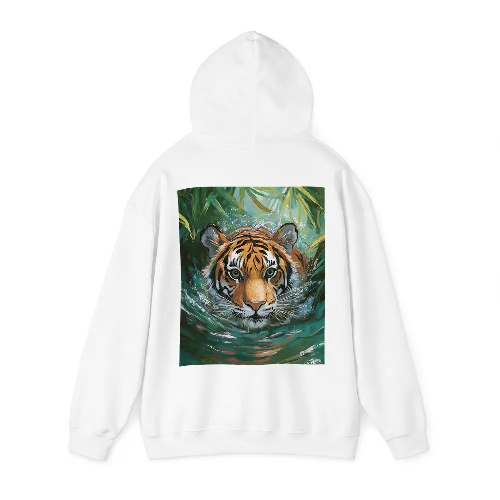 Tiger Swimming Through Jungle Water Art – Hoodies