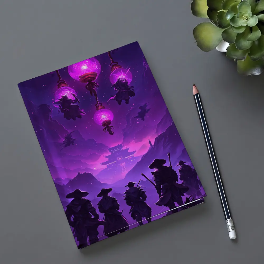 Samurai Warriors Purple Glowing Lanterns Night – Notebooks