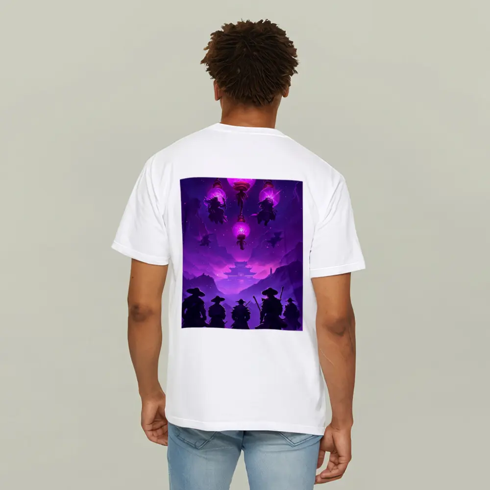 Samurai Warriors Purple Glowing Lanterns Night – T-Shirts