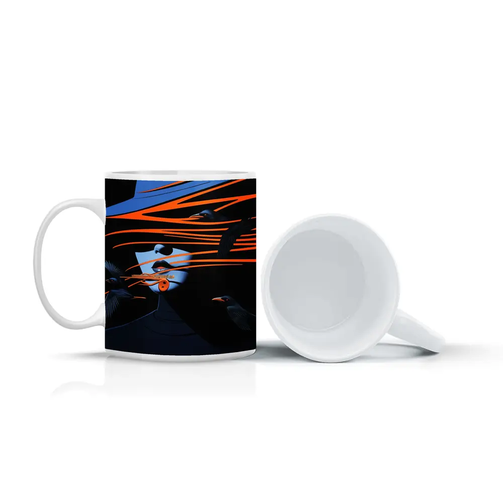 Woman With Hat and Black Birds – Mugs
