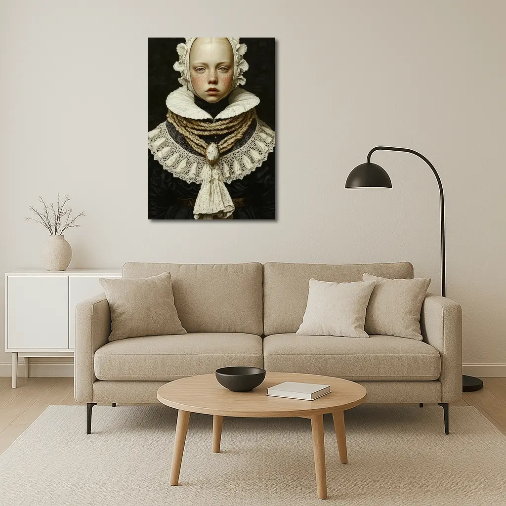 Renaissance Portrait Girl Dark Oil Painting – Wall Art