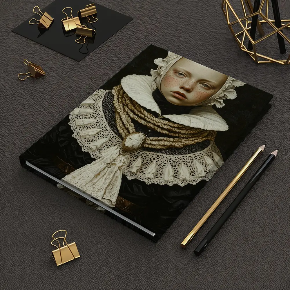 Renaissance Portrait Girl Dark Oil Painting – Notebooks