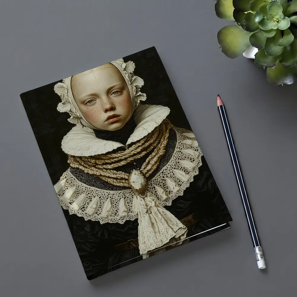 Renaissance Portrait Girl Dark Oil Painting – Notebooks