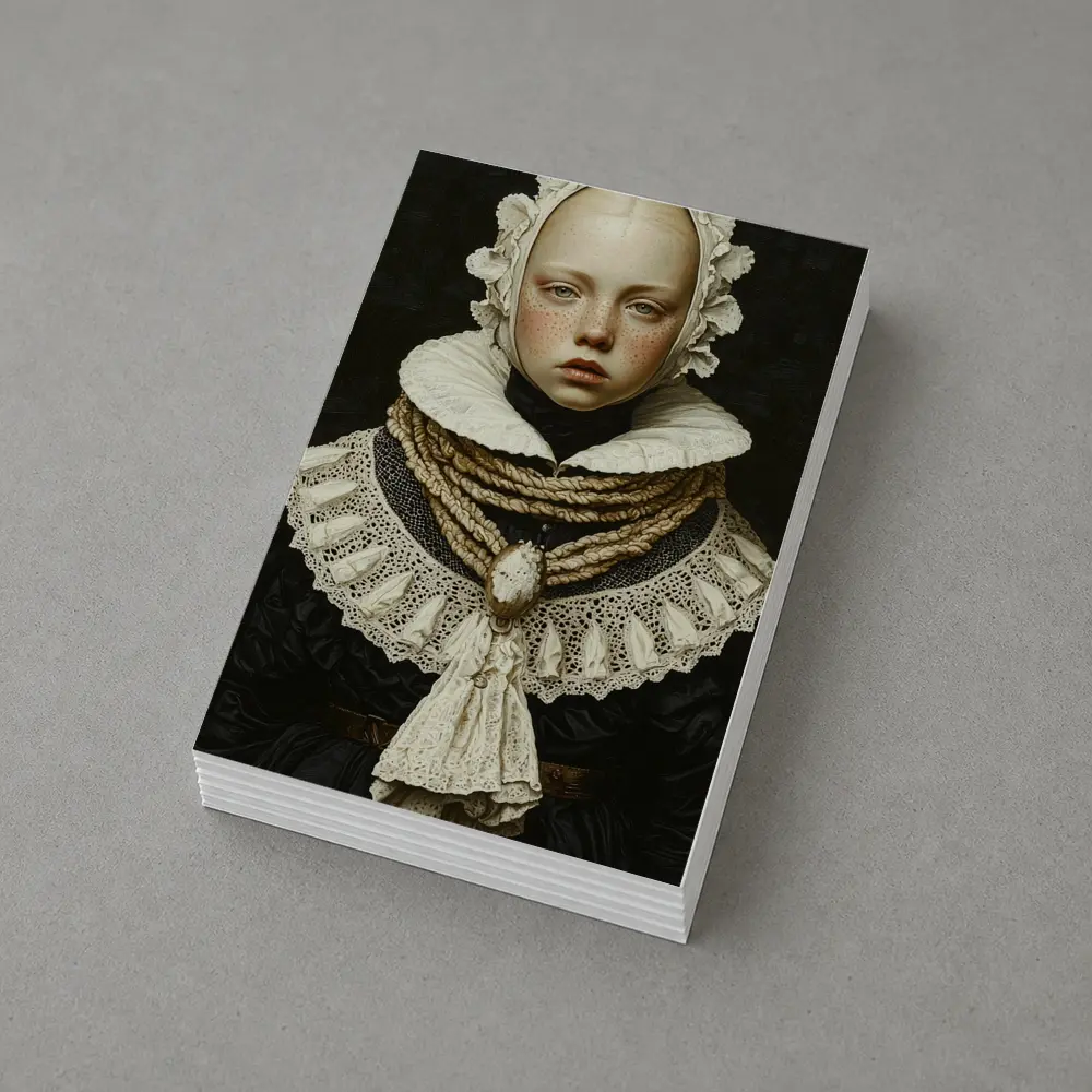 Renaissance Portrait Girl Dark Oil Painting – Postcards
