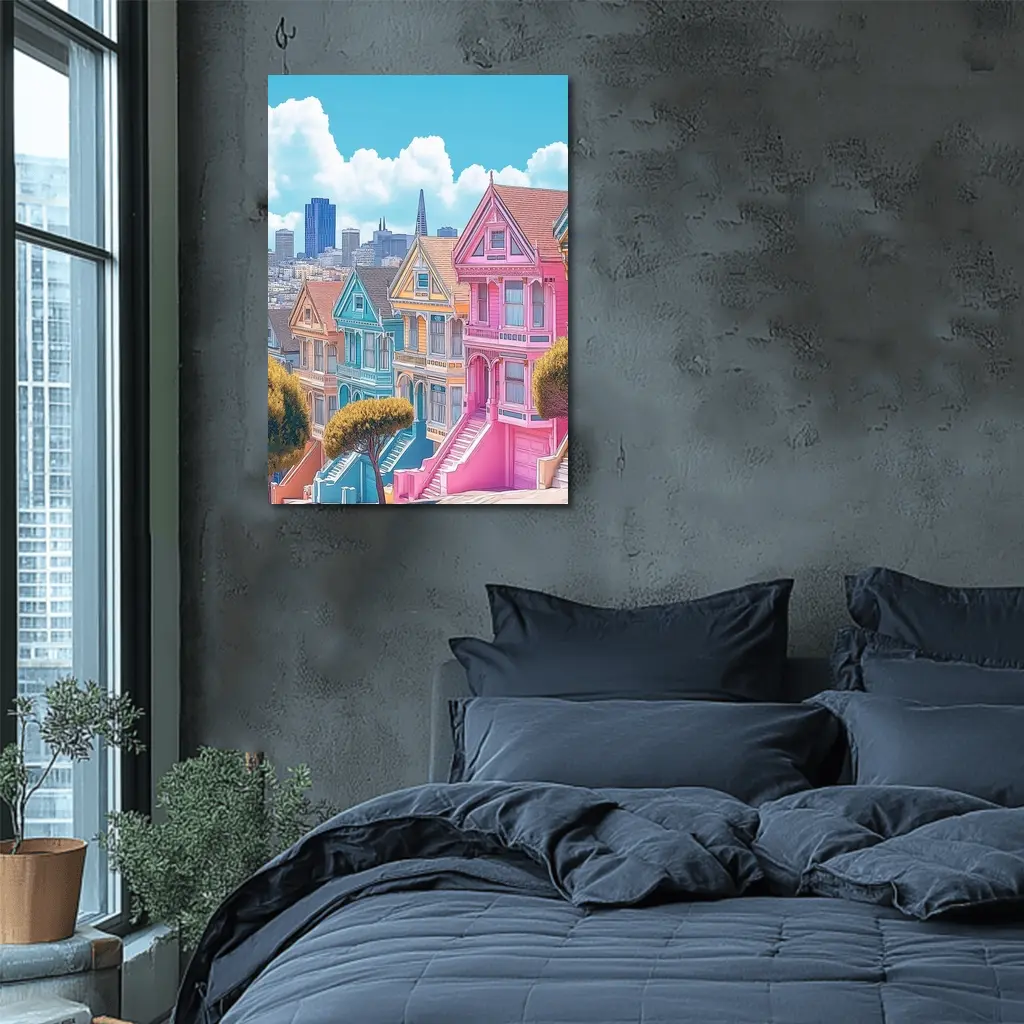 San Francisco Painted Ladies Victorian Houses Art – Wall Art