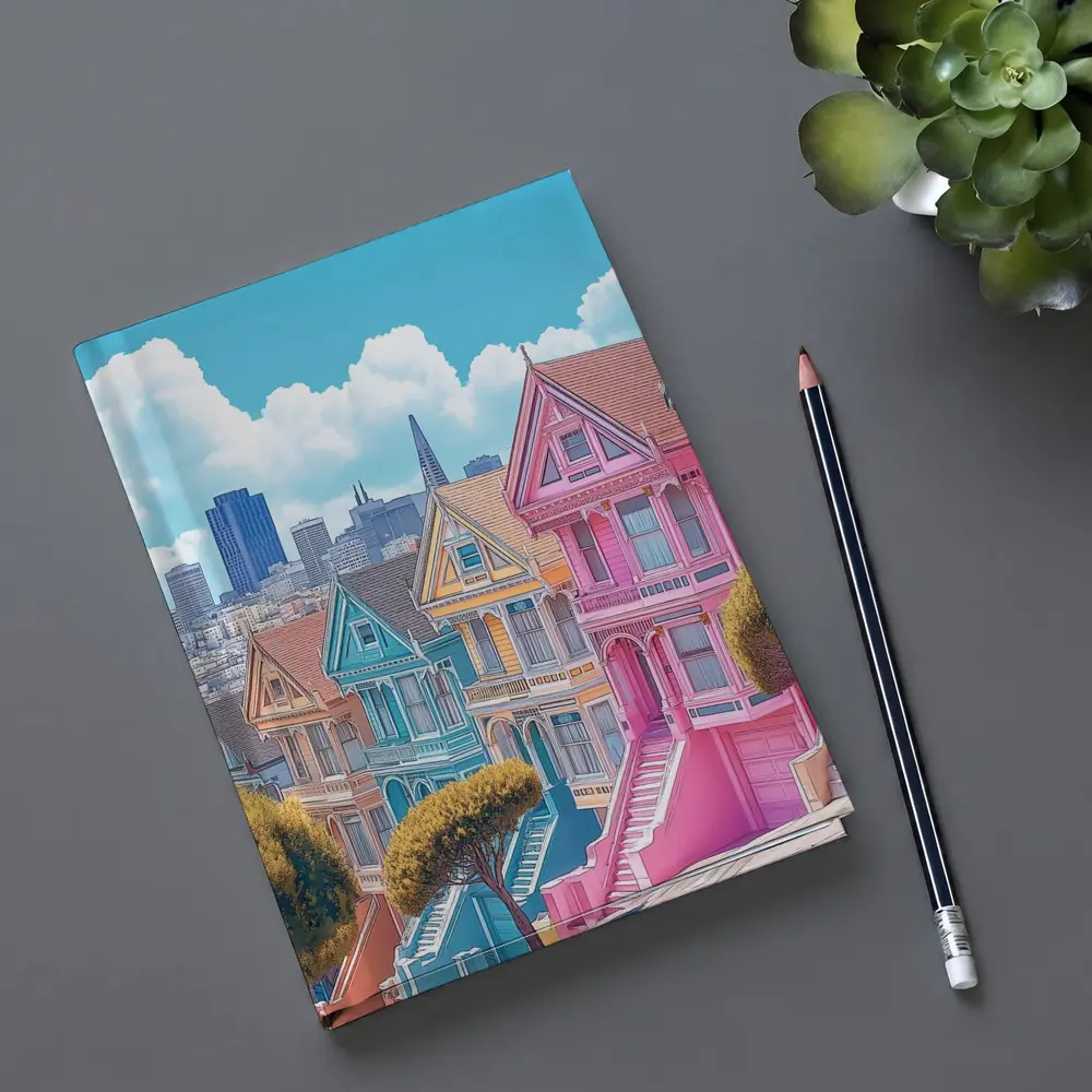 San Francisco Painted Ladies Victorian Houses Art – Notebooks
