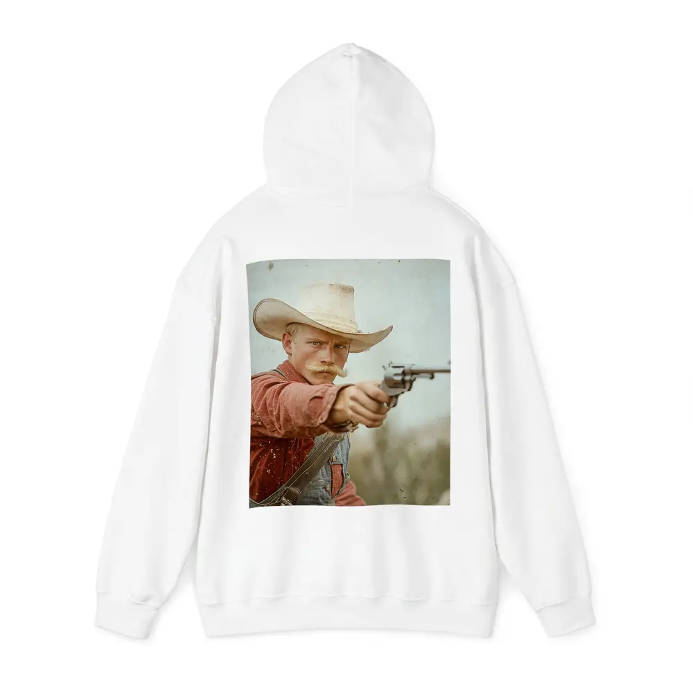 Young Cowboy Aiming Revolver Wild West – Hoodies
