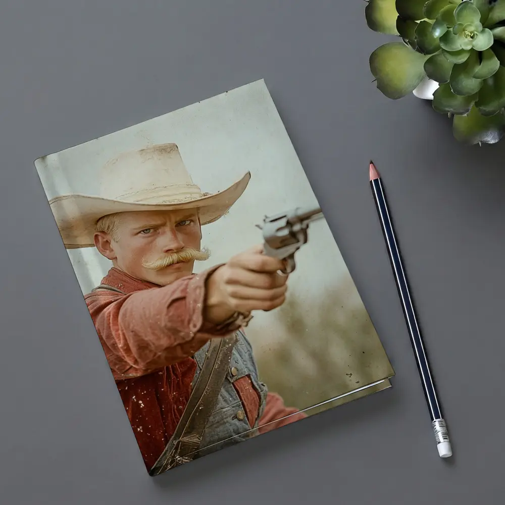 Young Cowboy Aiming Revolver Wild West – Notebooks