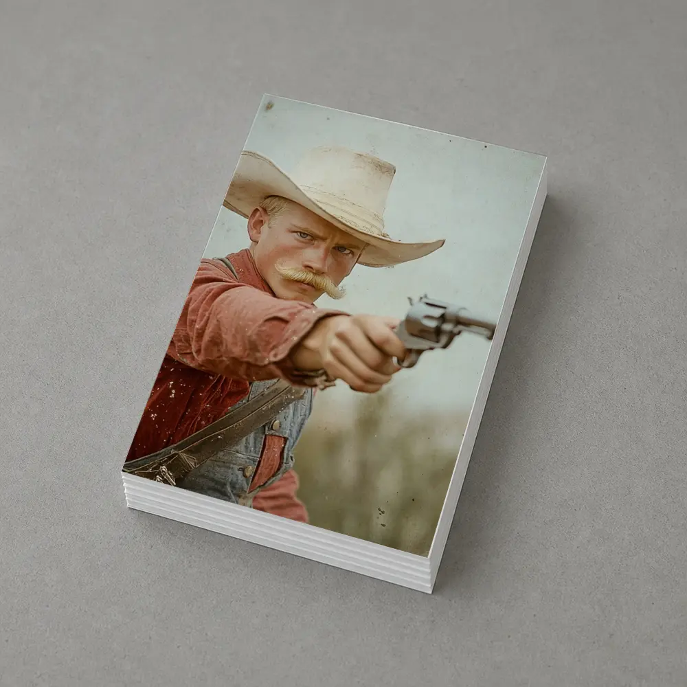 Young Cowboy Aiming Revolver Wild West – Postcards