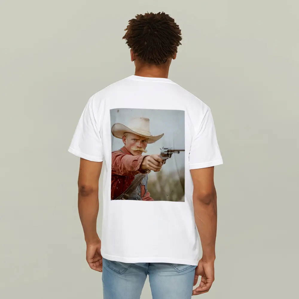 Young Cowboy Aiming Revolver Wild West – T-Shirts