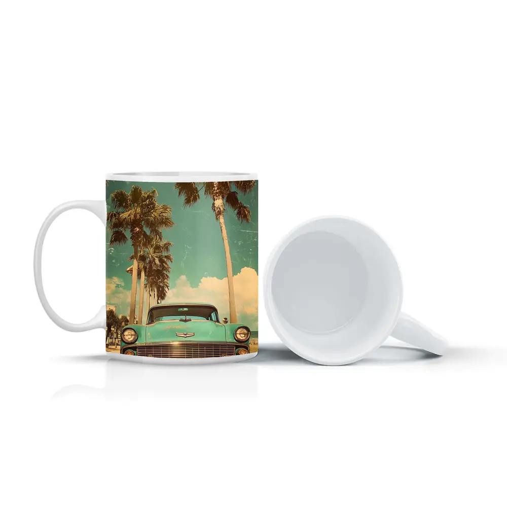 Chevrolet Bel Air Retro Palm Tree Beach – Mugs
