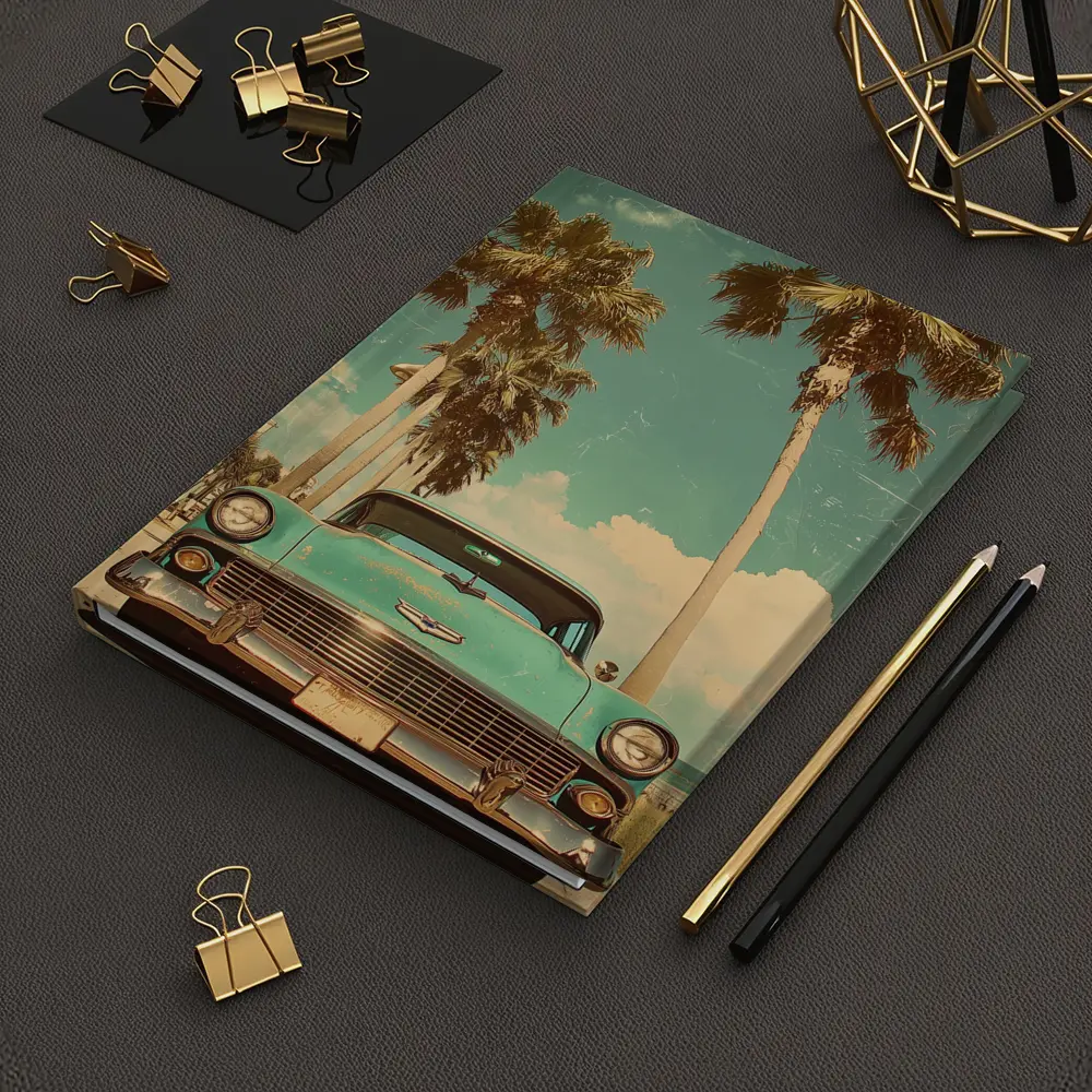 Chevrolet Bel Air Retro Palm Tree Beach – Notebooks