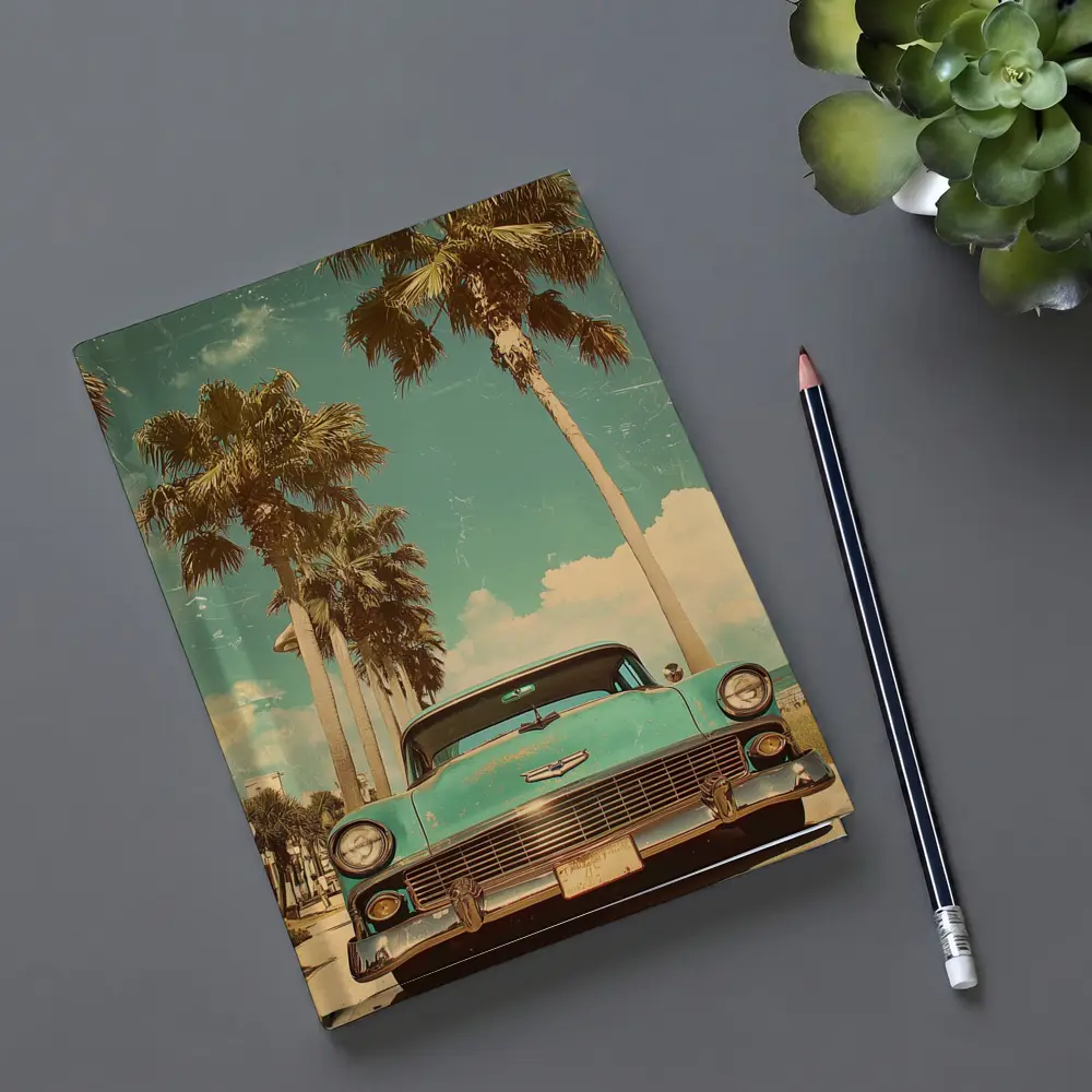 Chevrolet Bel Air Retro Palm Tree Beach – Notebooks