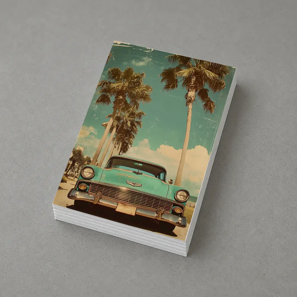 Chevrolet Bel Air Retro Palm Tree Beach – Postcards
