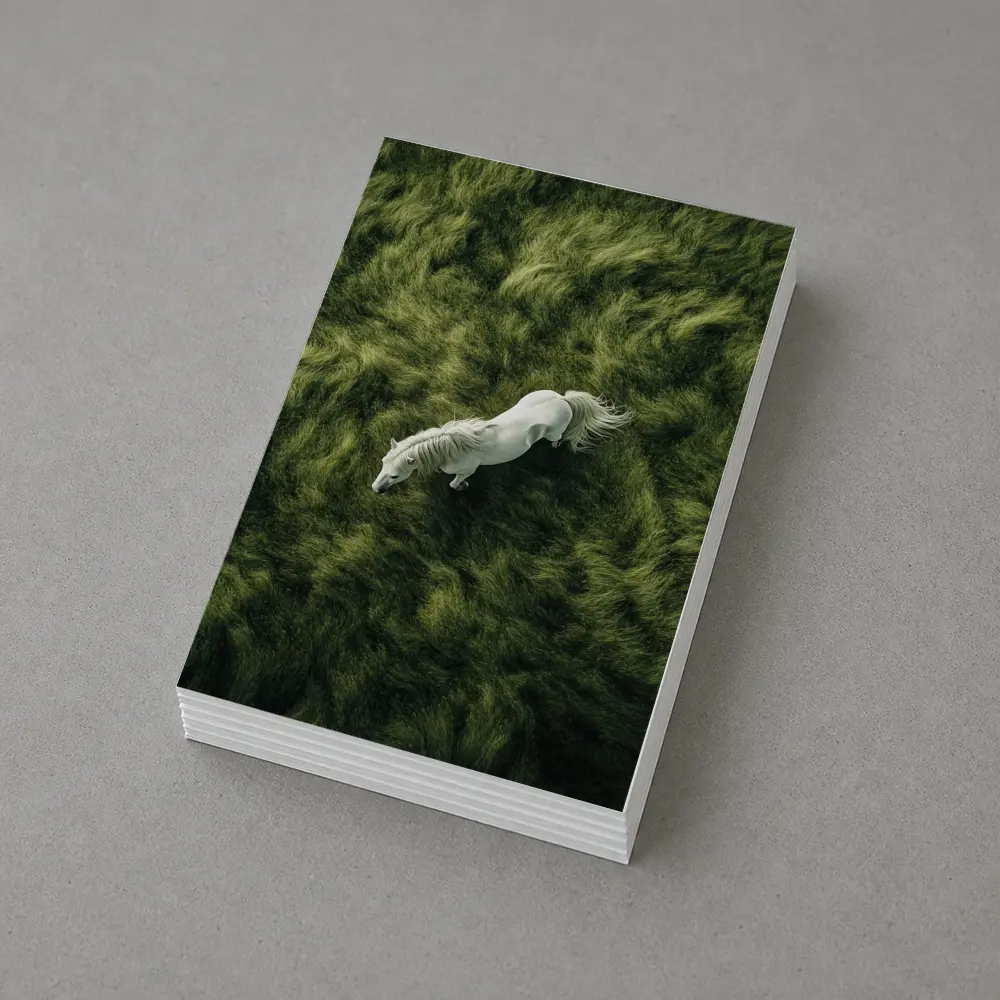 White Horse Running Over Green Grass – Postcards