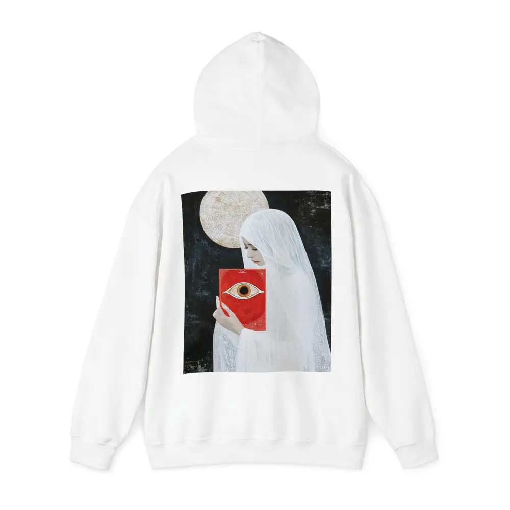 Veiled Woman Red Eye Book Dark Background – Hoodies