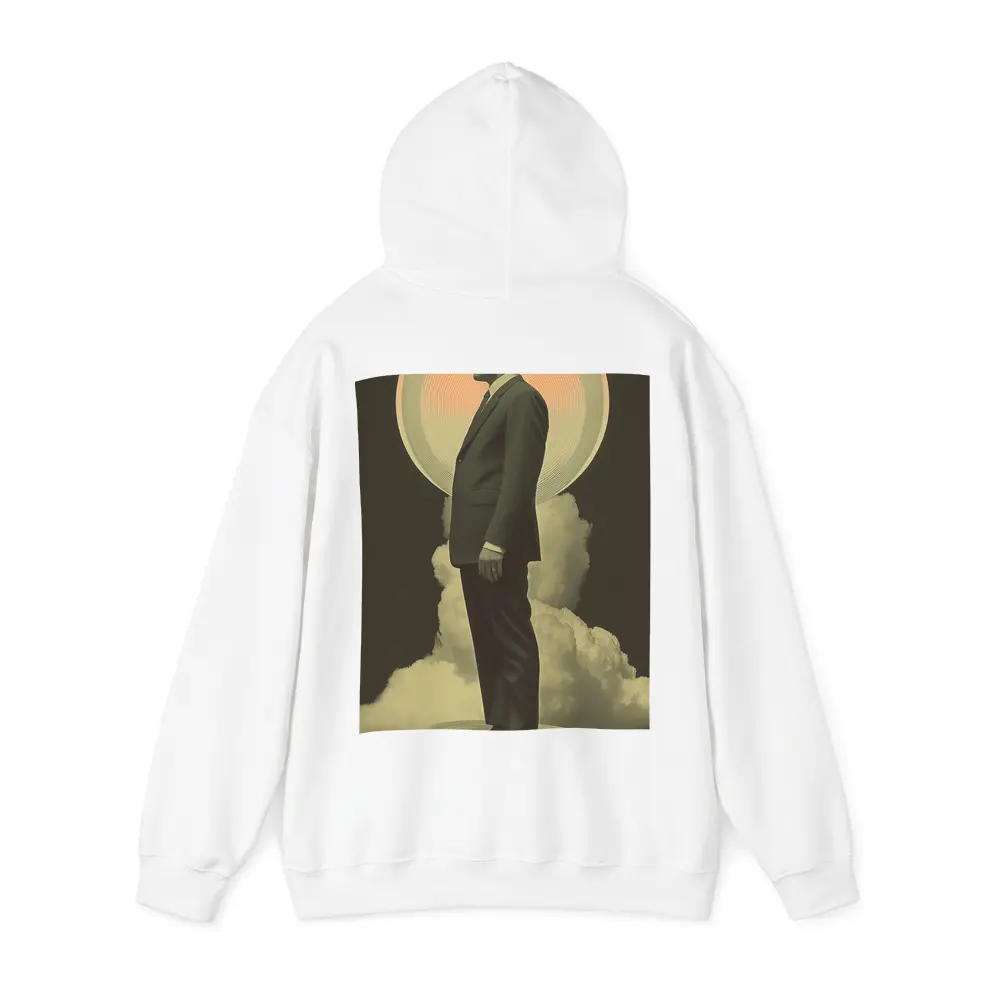 Retro Man Standing Clouds Glowing Circle – Hoodies