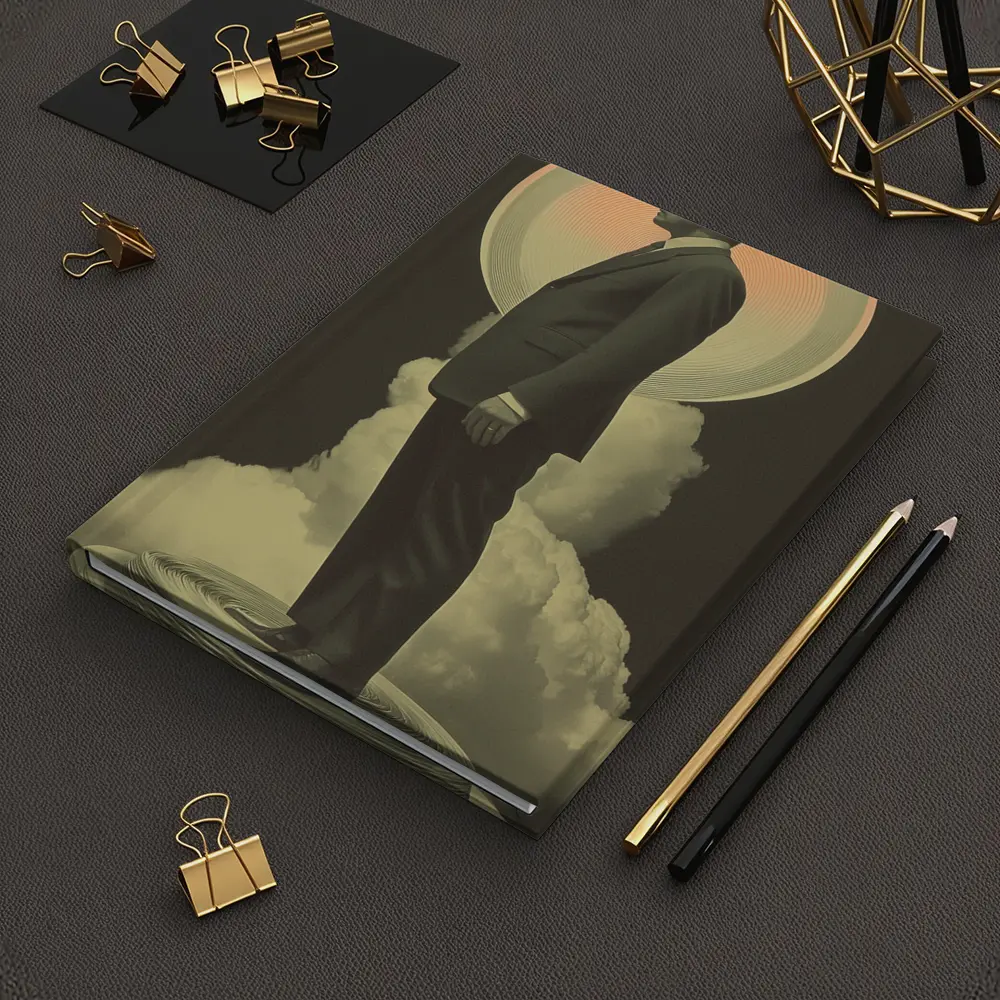 Retro Man Standing Clouds Glowing Circle – Notebooks