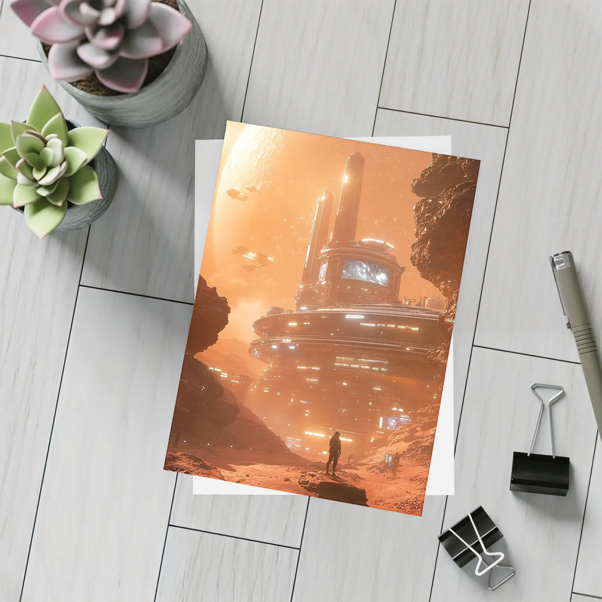 Sci-Fi Mars Colony Base Space Explorer – Postcards