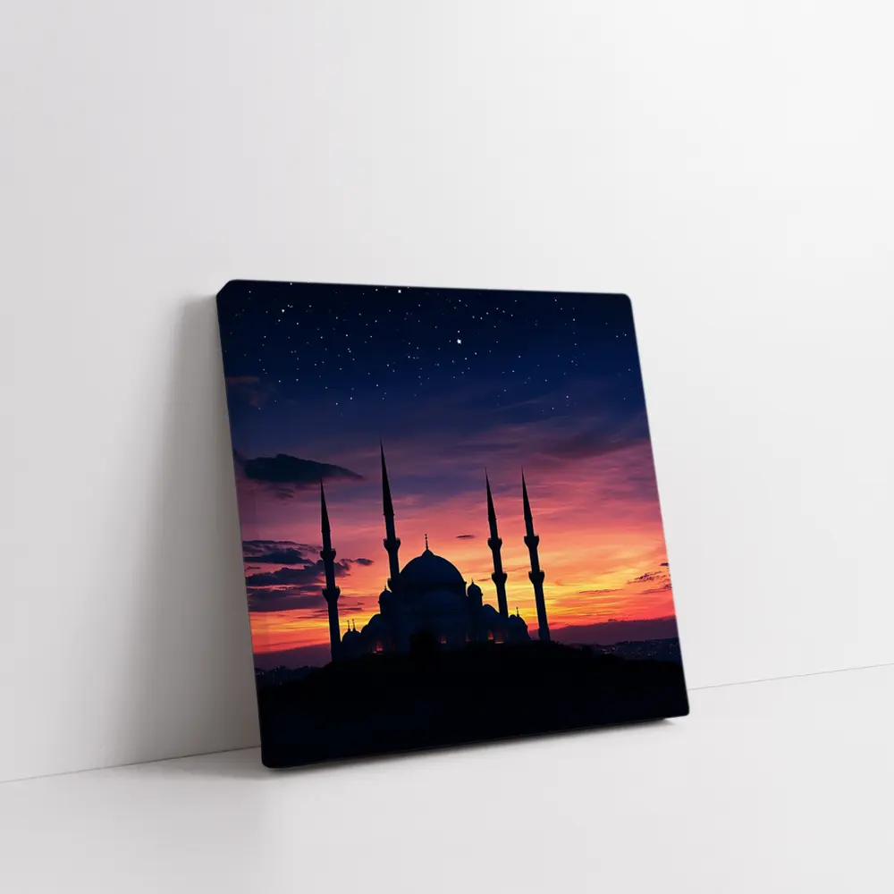 Mosque Silhouette Against Dramatic Sunset Sky – Wall Art