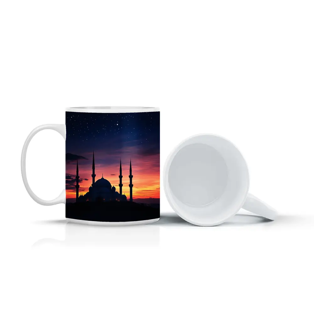 Mosque Silhouette Against Dramatic Sunset Sky – Mugs