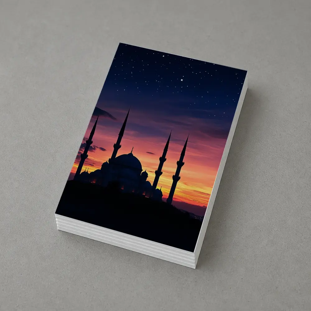 Mosque Silhouette Against Dramatic Sunset Sky – Postcards