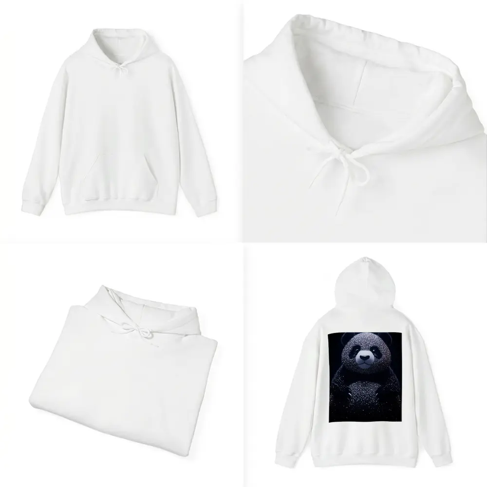 Glittering Panda Bear Dark Black Background – Hoodies