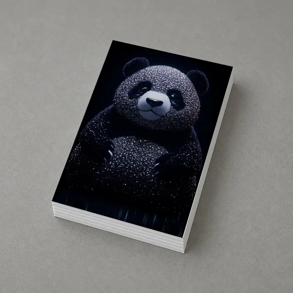 Glittering Panda Bear Dark Black Background – Postcards