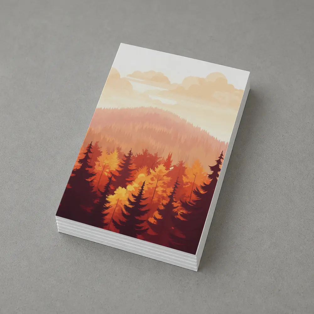 Autumn Forest Hills Flat Illustration Art – Postcards
