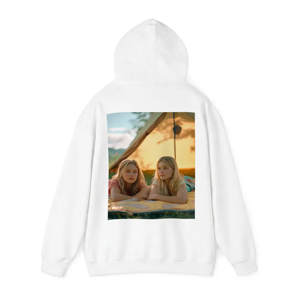 Two Girls Relaxing by Camping Tent – Hoodies