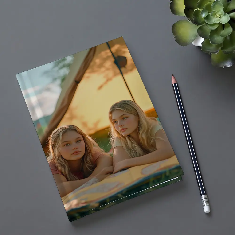 Two Girls Relaxing by Camping Tent – Notebooks