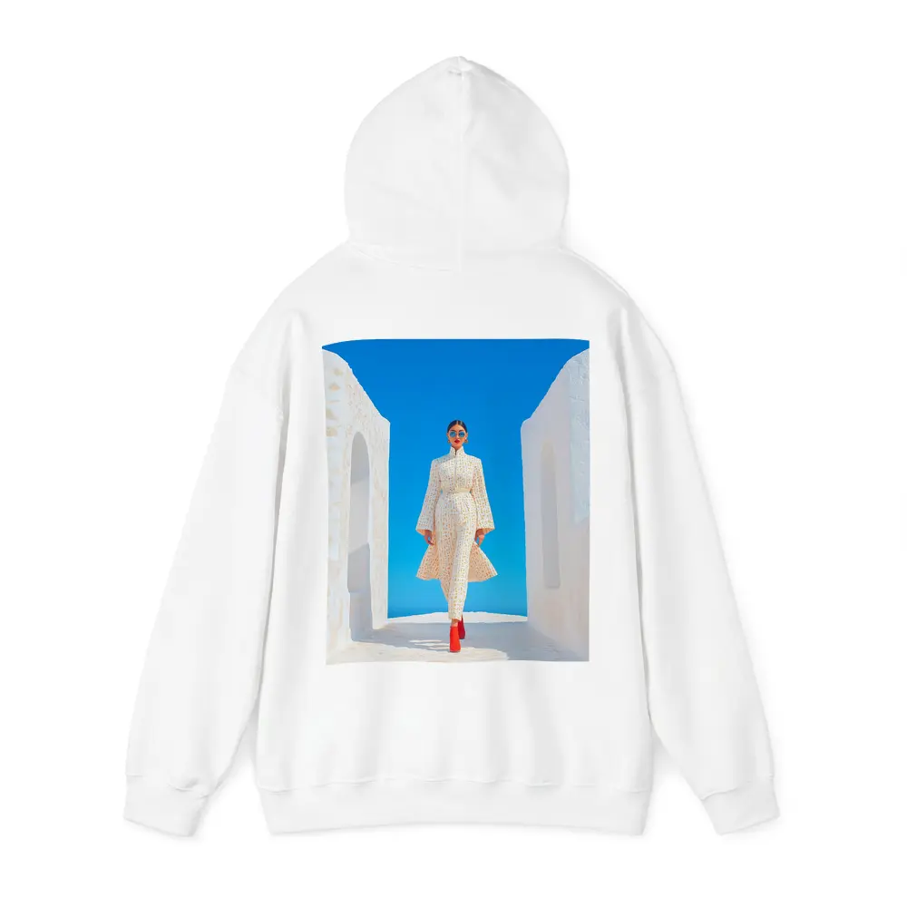 Fashion Woman White Dress Blue Sky – Hoodies