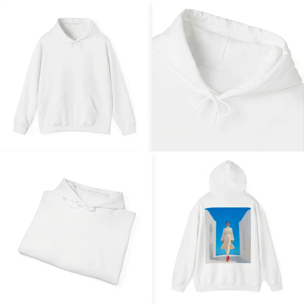 Fashion Woman White Dress Blue Sky – Hoodies