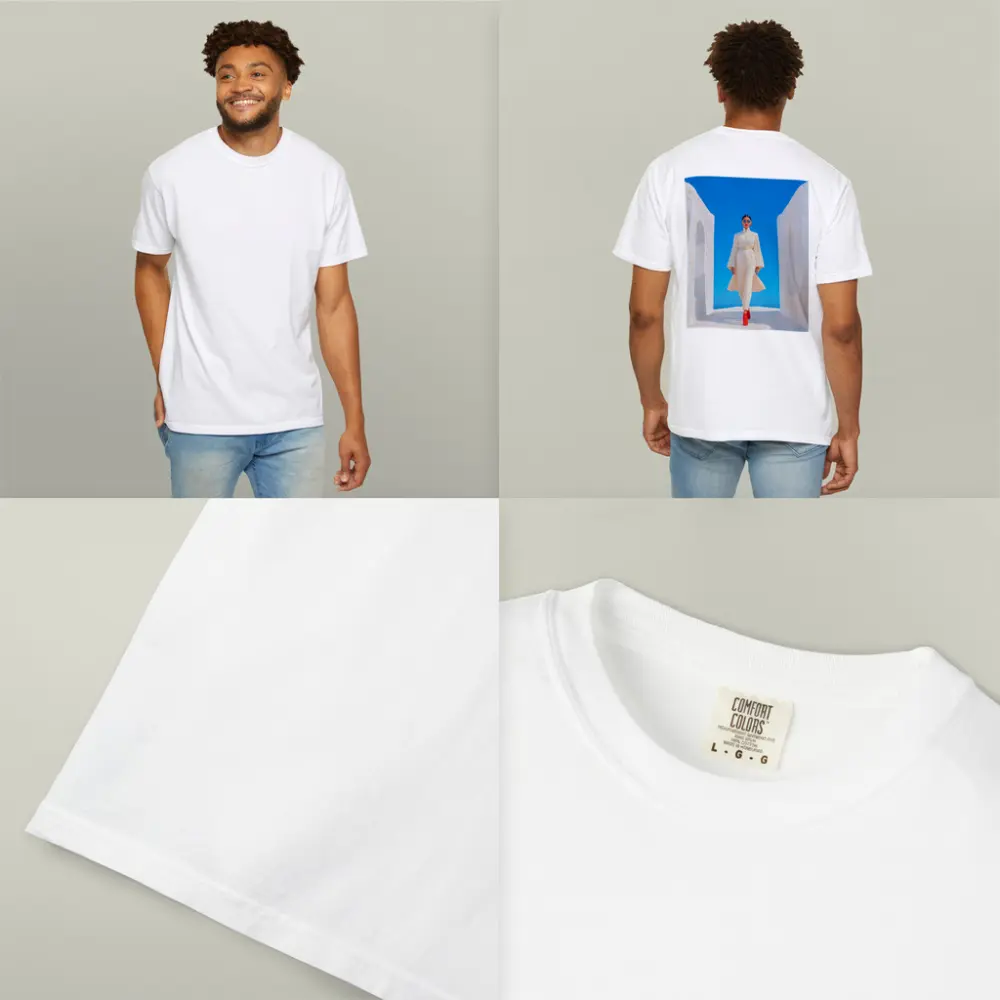 Fashion Woman White Dress Blue Sky – T-Shirts