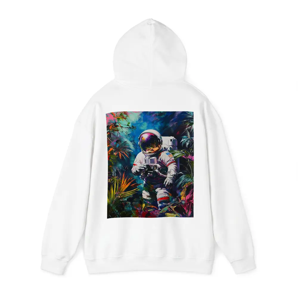 Astronaut Photographer In Colorful Tropical Jungle – Hoodies