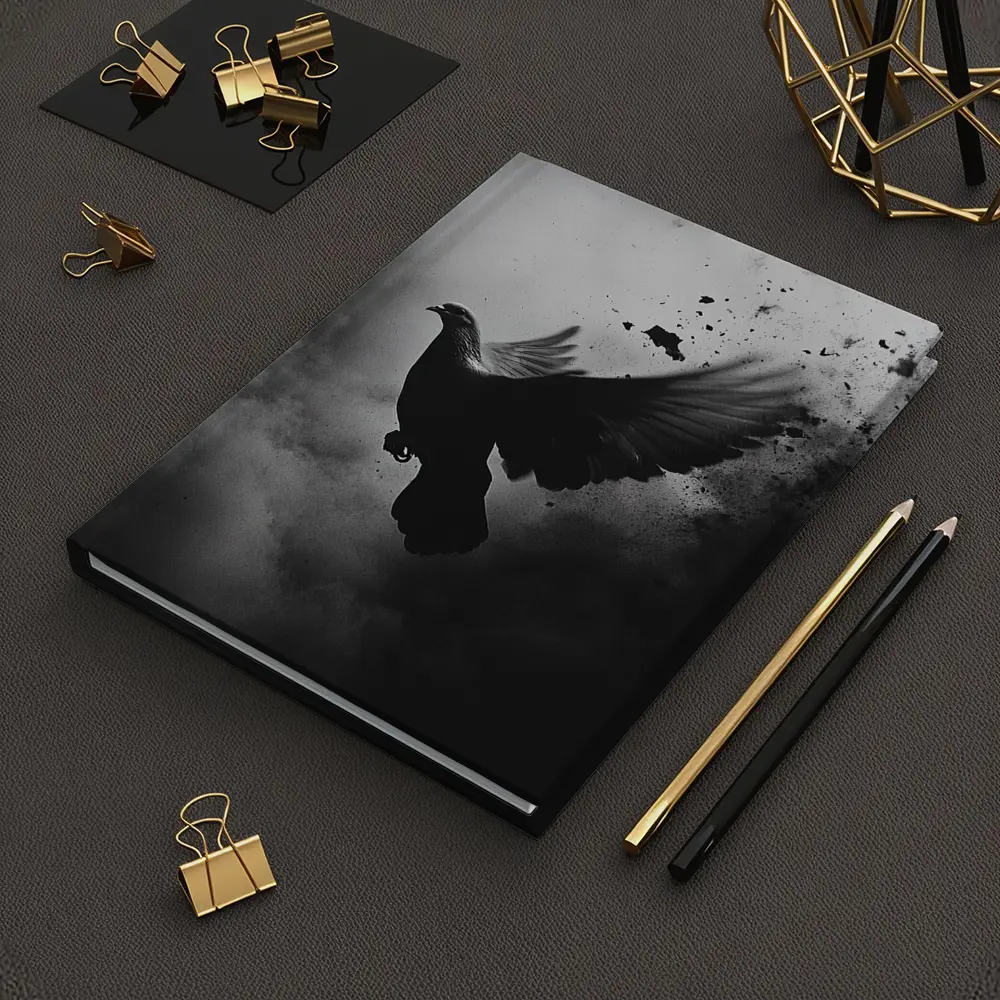Dark Dove Flying Through Smoky Storm Clouds – Notebooks
