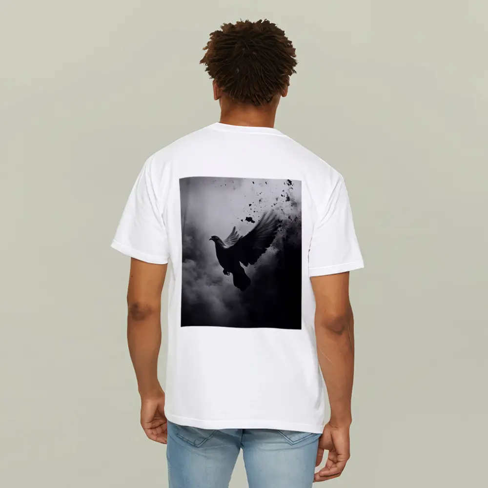 Dark Dove Flying Through Smoky Storm Clouds – T-Shirts
