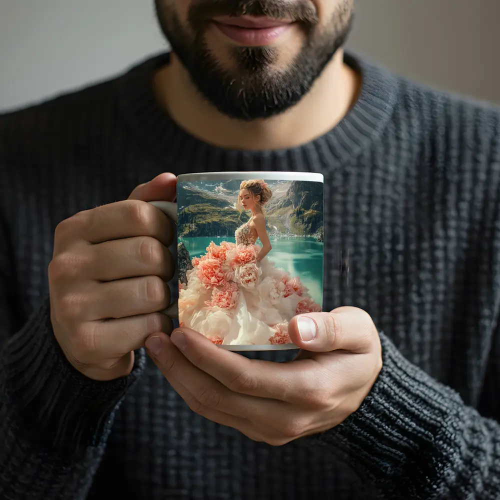 Woman Peony Gown Mountain Lake Fantasy – Mugs